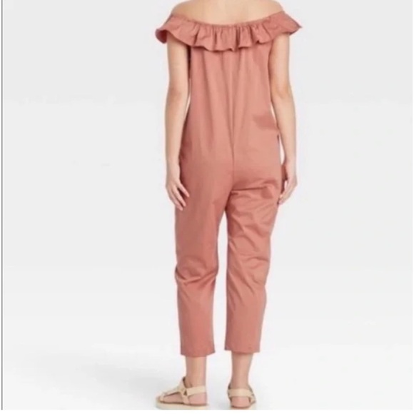 The Nines by Hatch Pink Ruffle Collar Cropped Jumpsuit - Picture 4 of 10